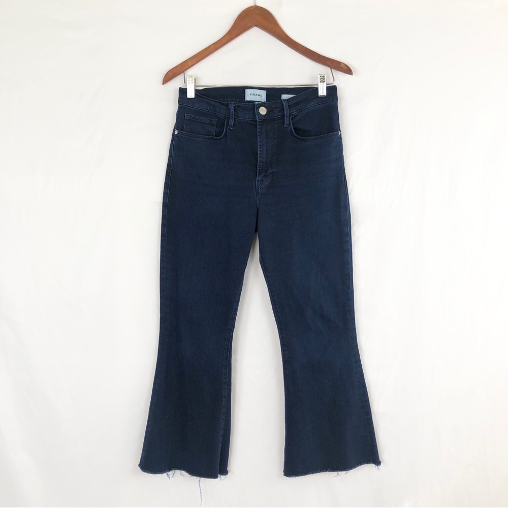 Frame Le Crop Flare Raw Hem Jeans Fiona Size 28 Stretch‎